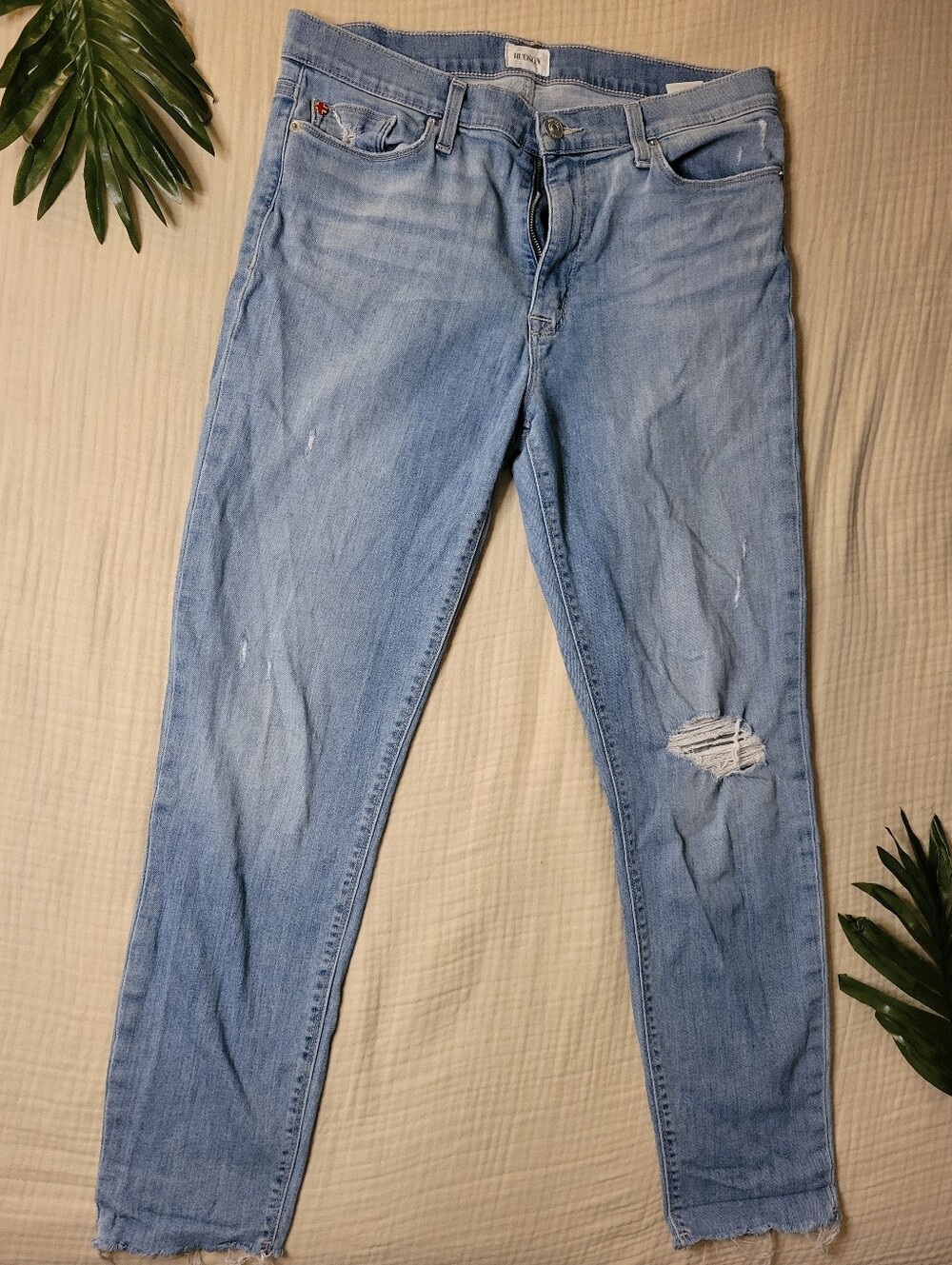 Hudson Blair High Rise Super Skinny Ankle Jeans Women's Size 32 Light Wash Distr